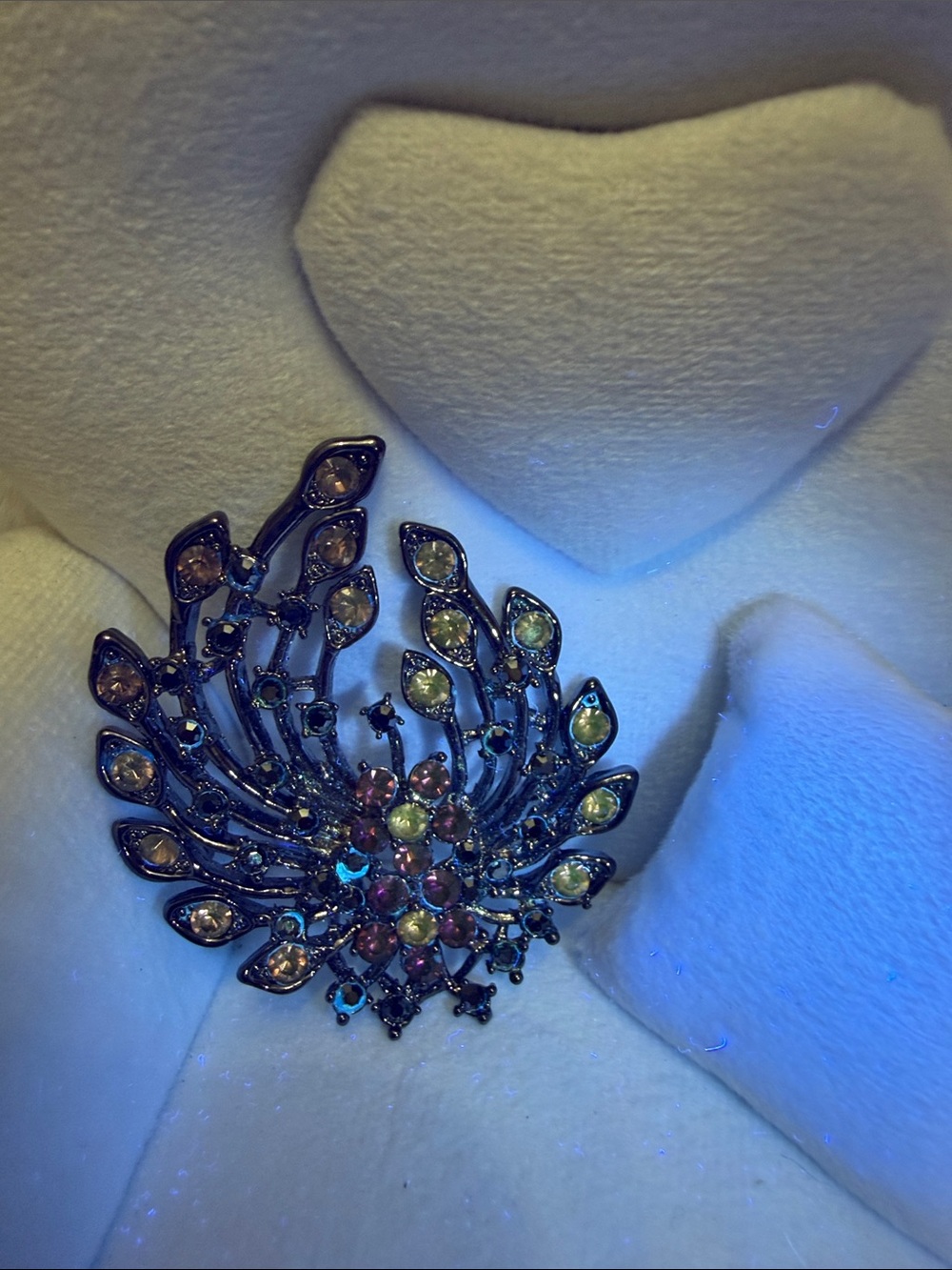 Pink Manganese Glass Crystal Waterfall Brooch - Picture 3 of 8